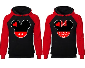 Charming Mouse Duo Couple Matching Raglan Hoodies – Comfortable Unisex Pullover | Sold Separately in Sizes & Colors