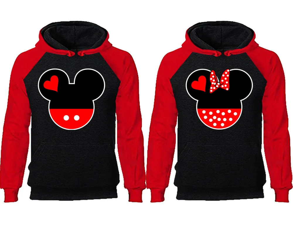 Charming Mouse Duo Couple Matching Raglan Hoodies – Comfortable Unisex Pullover | Sold Separately in Sizes & Colors