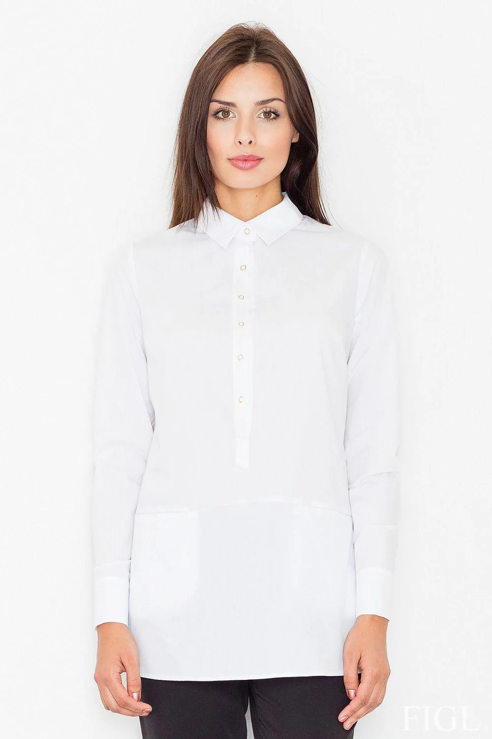 Chic Extended Sleeve Button-Up Blouse for the Contemporary Trendsetter