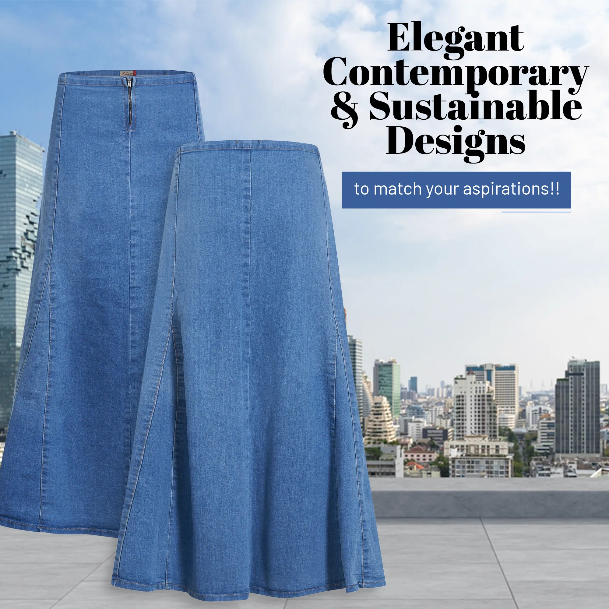 Clove Jeans Womens A Line Skirt Ice Blue Denim Long Maxi Skirts Plus Size 12-22
