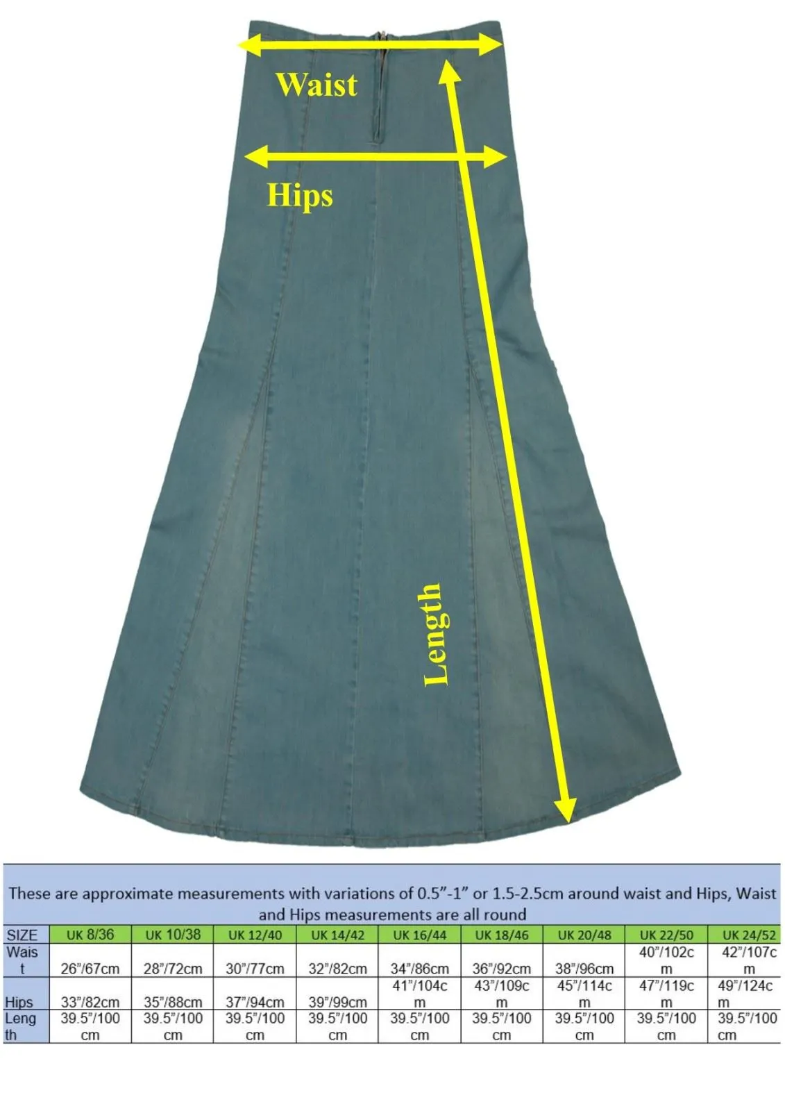 Clove Jeans Womens A Line Skirt Ice Blue Denim Long Maxi Skirts Plus Size 12-22