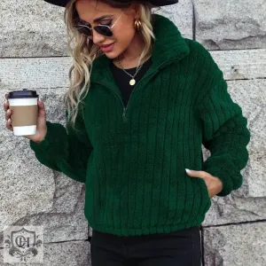 Collared Half Zip Plush Sweatshirt