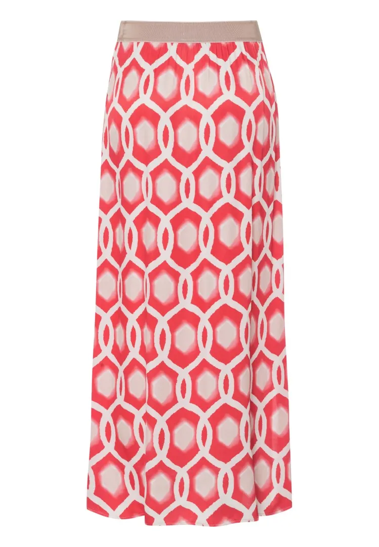 Coral Geometric Print Skirt