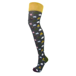 Cotton Autumn Leaf Over The Knee Socks