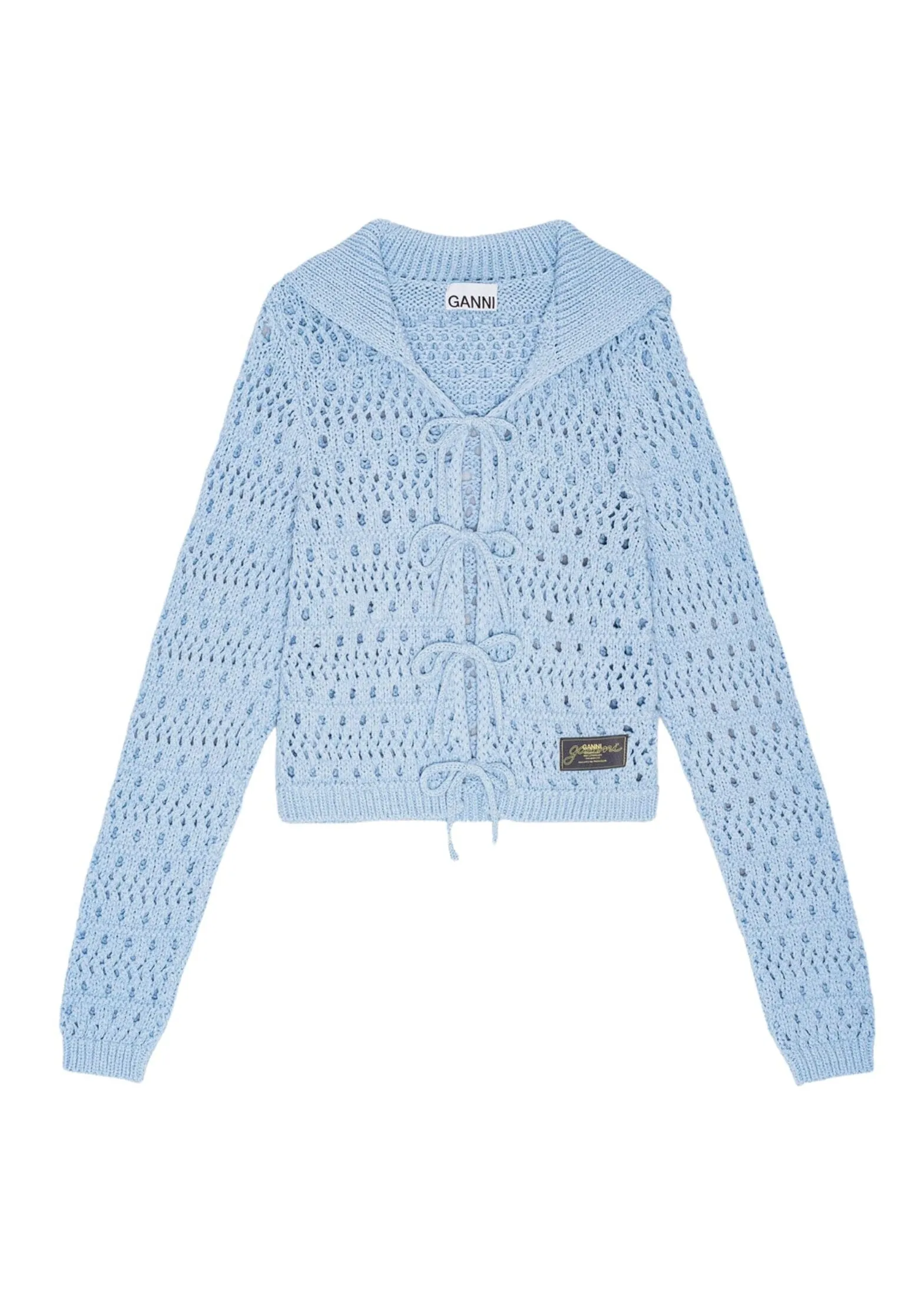 Cotton Mix Tie String Cardigan / Soft Chambray