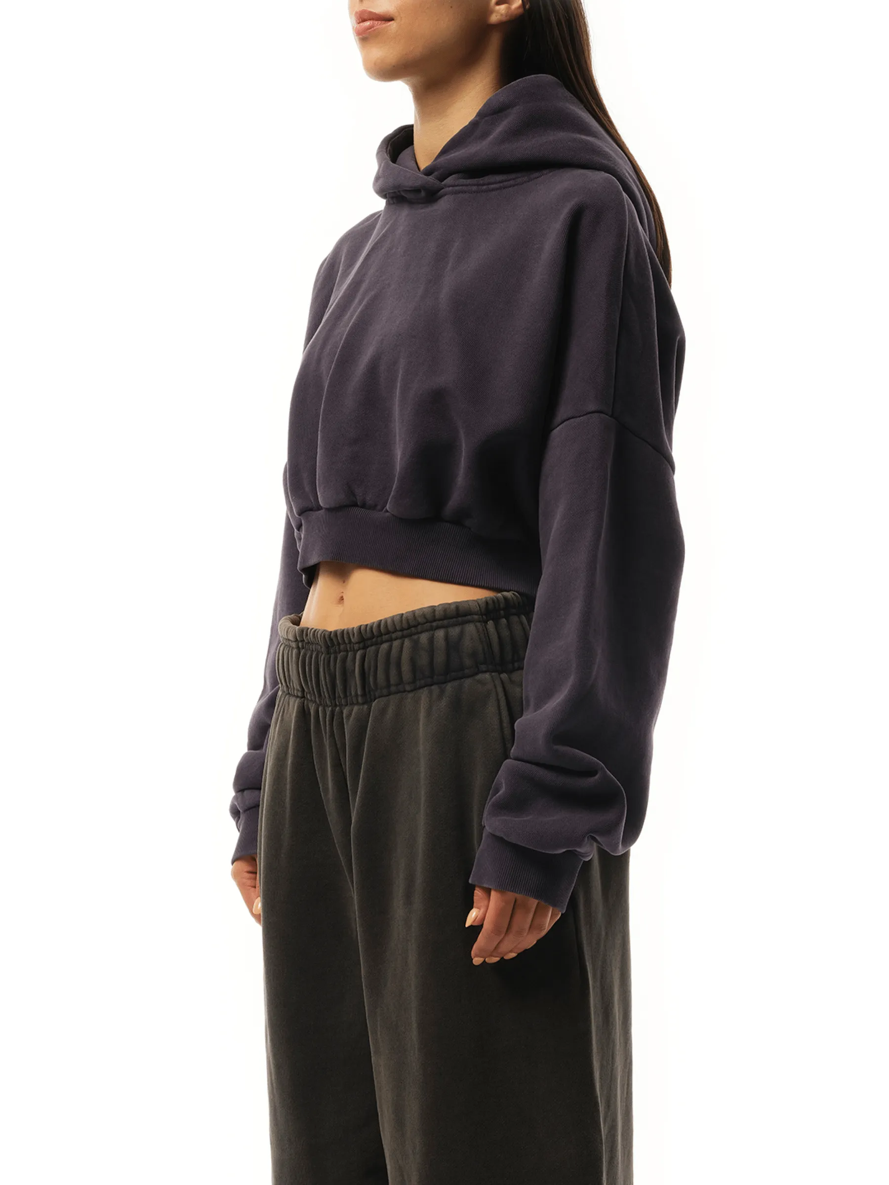 Cropped Heavy Hood in Ink