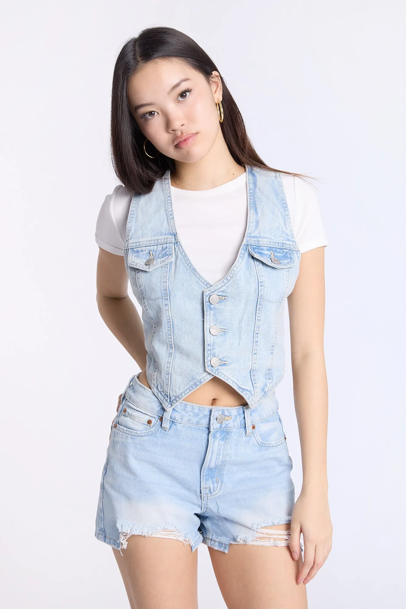 Denim Button-Up Vest