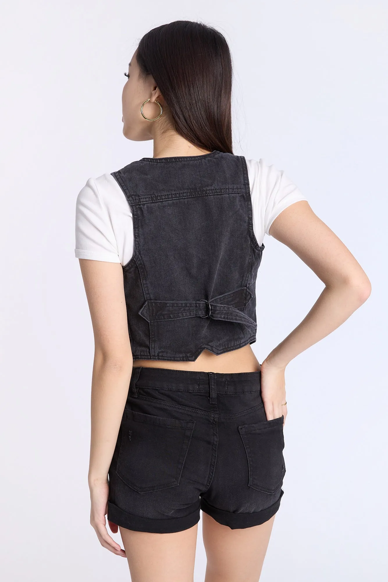Denim Button-Up Vest