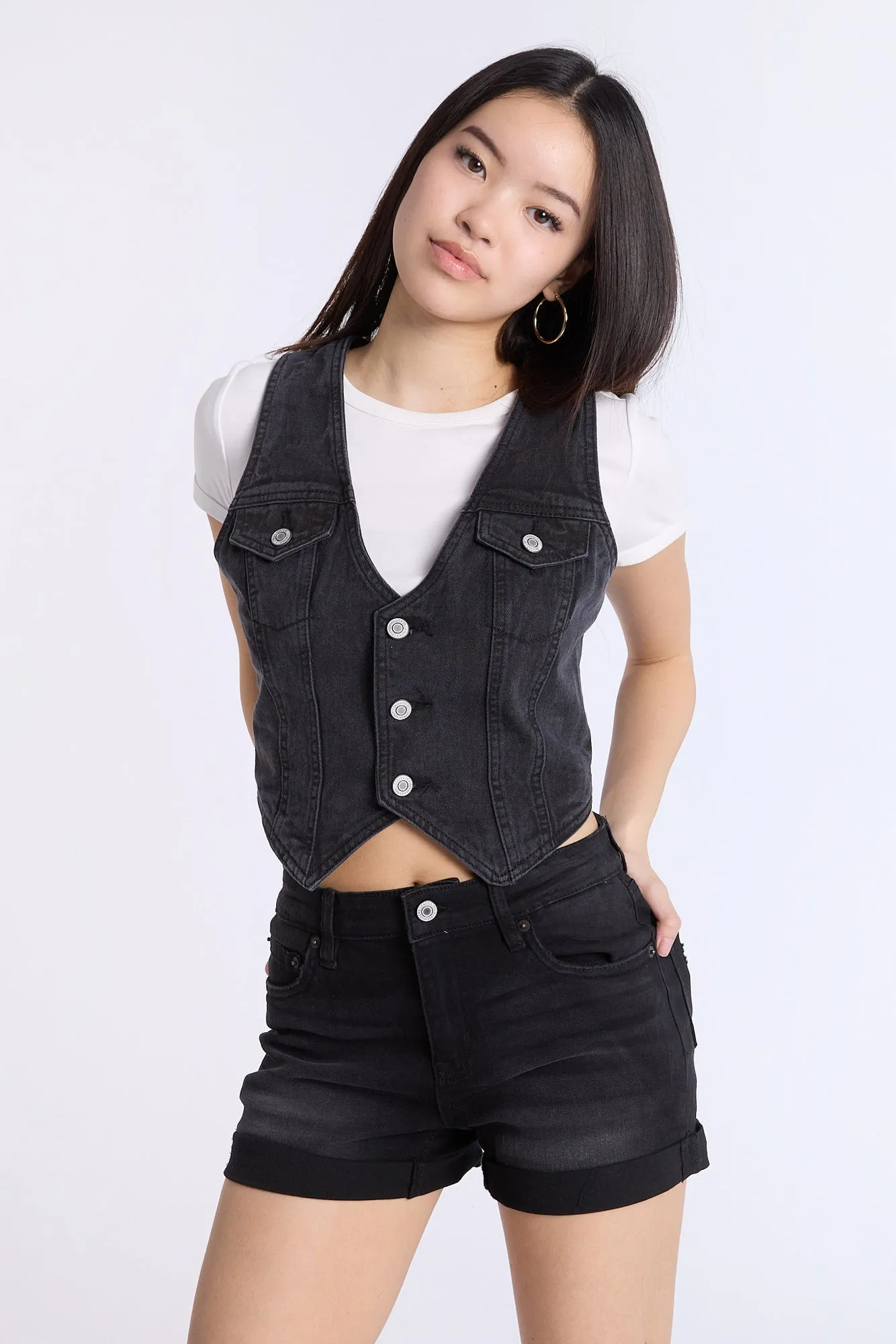 Denim Button-Up Vest