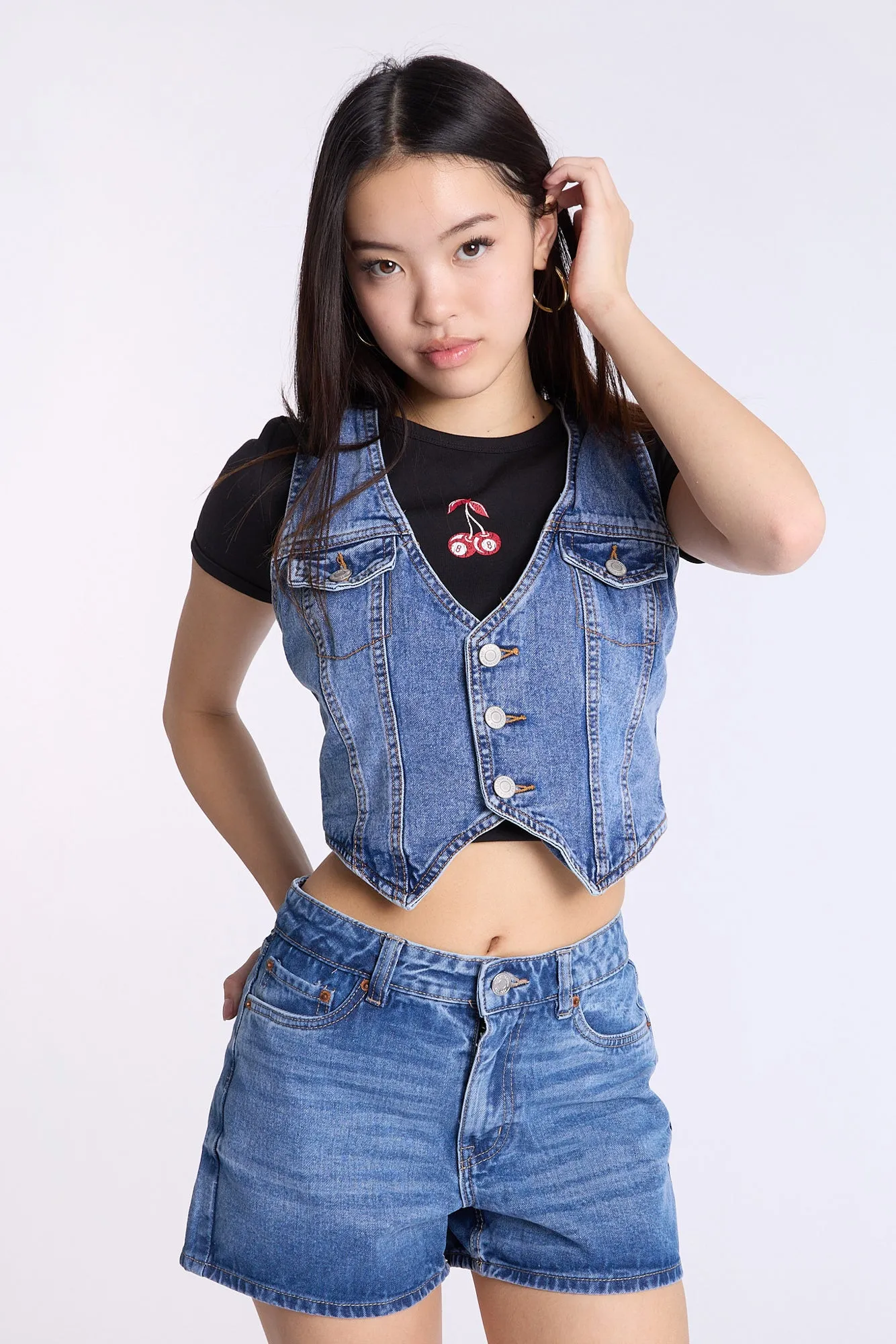 Denim Button-Up Vest