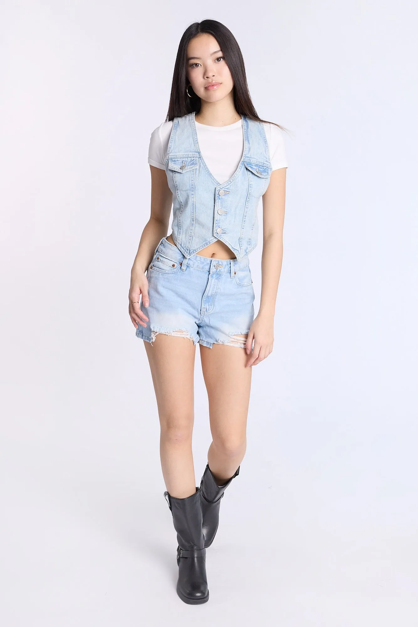 Denim Button-Up Vest