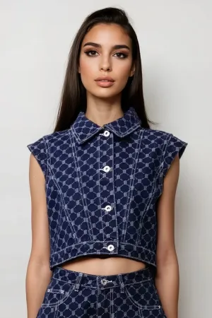 Denim Diamond Pattern Vest