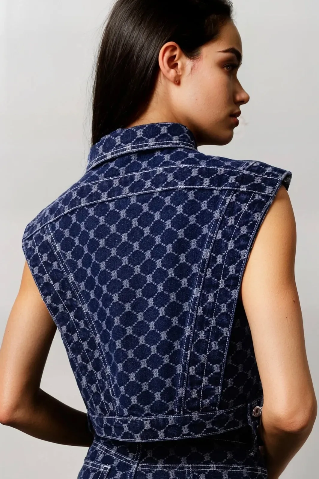 Denim Diamond Pattern Vest