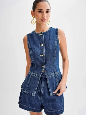 Denim Vest Matching Set