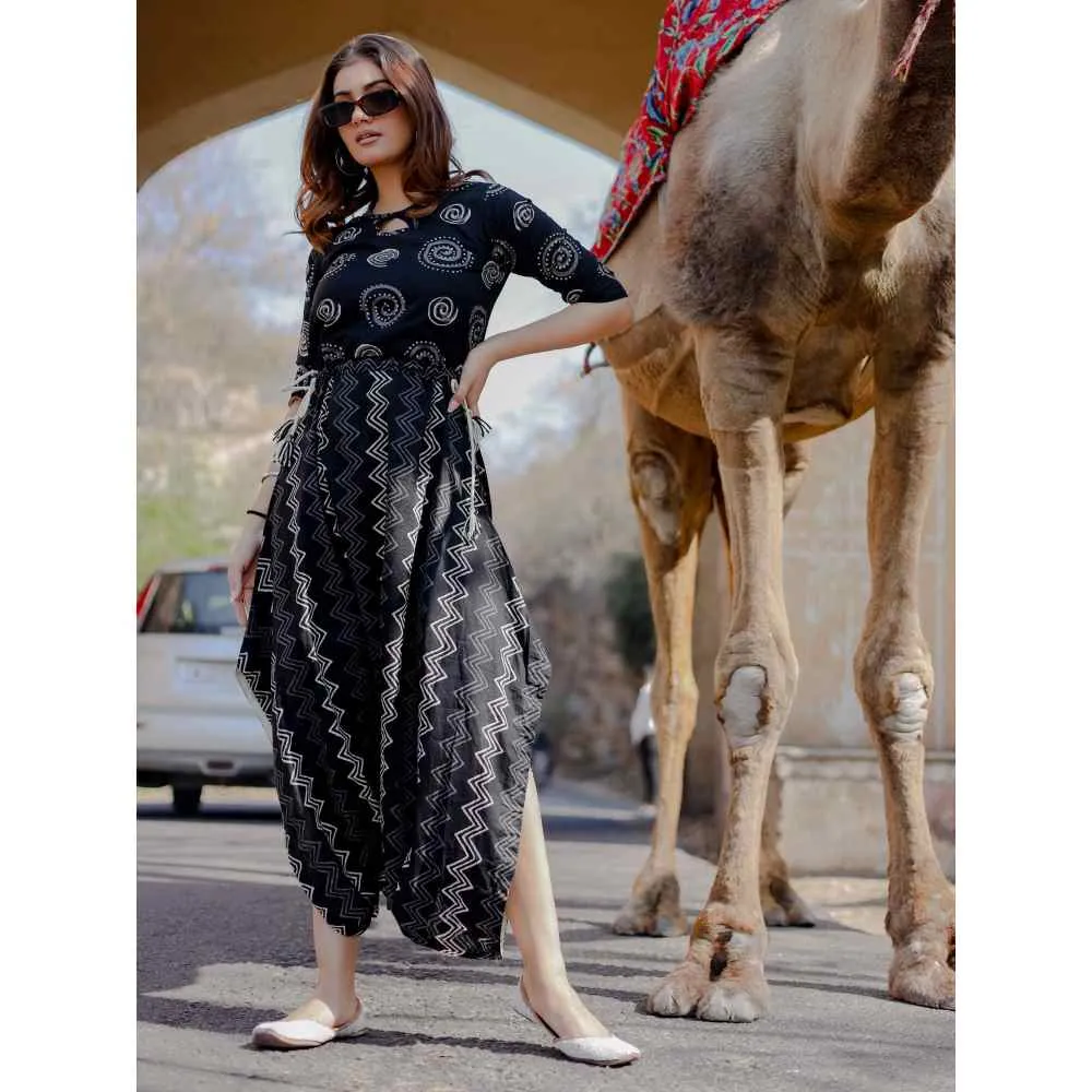 Divena Black Dhoti Style Jumpsuit