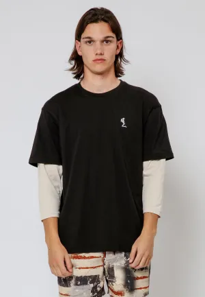 DOUBLE SLEEVE T-SHIRT BLACK & STONE