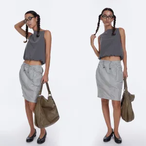 Drawstring Knee-Length Skirt