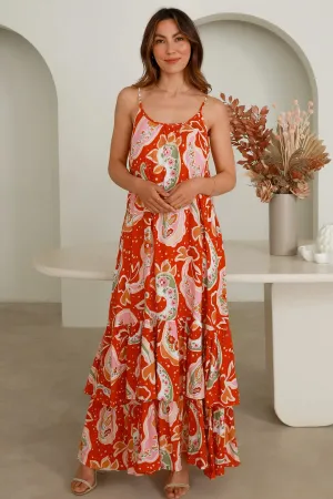Dreamcatcher Sylvie Slip Maxi Dress Tan Floral