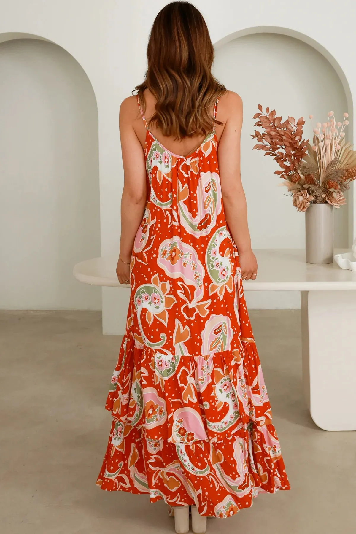 Dreamcatcher Sylvie Slip Maxi Dress Tan Floral