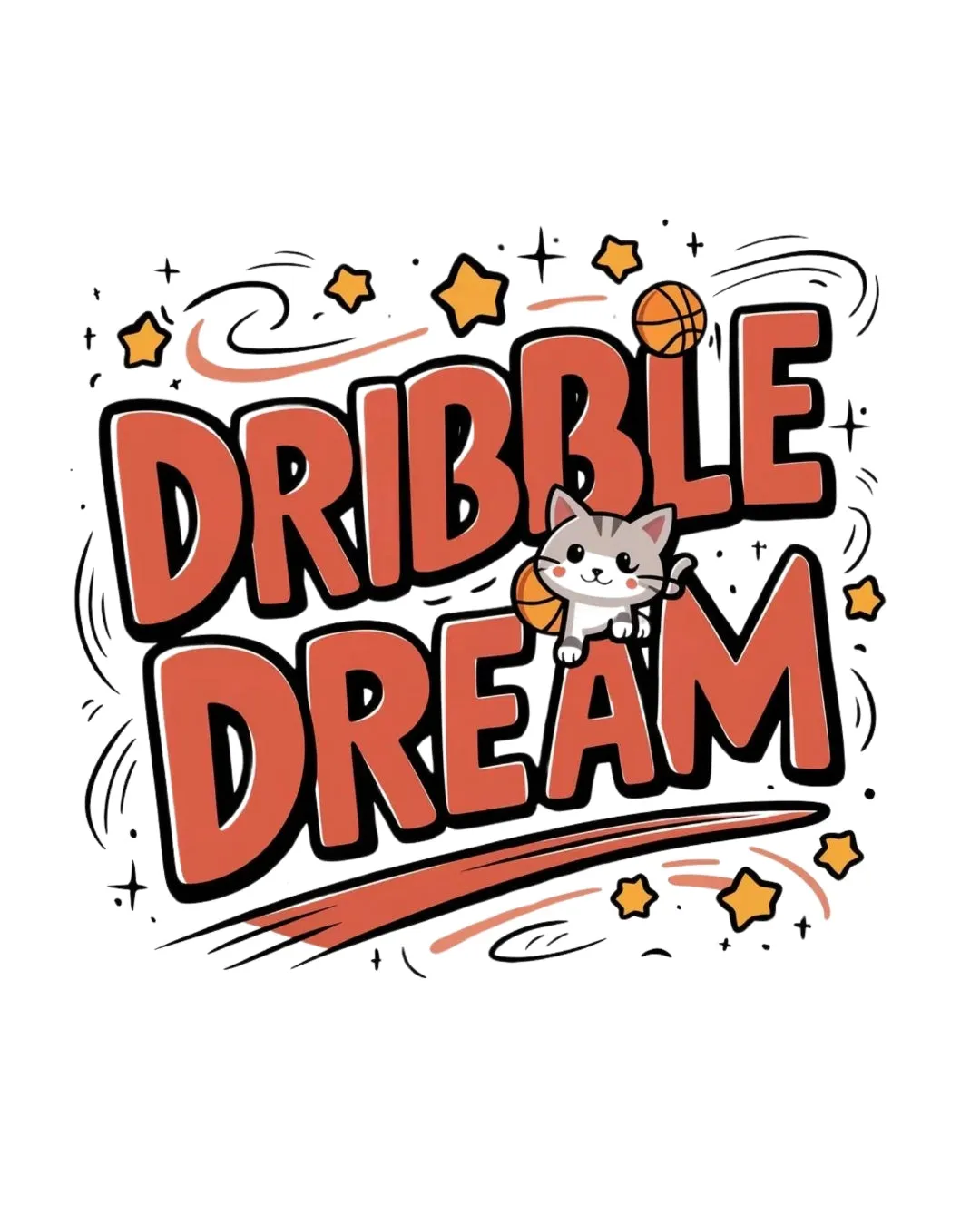 Dribble Dream Cotton Basketball Crew Neck Tee