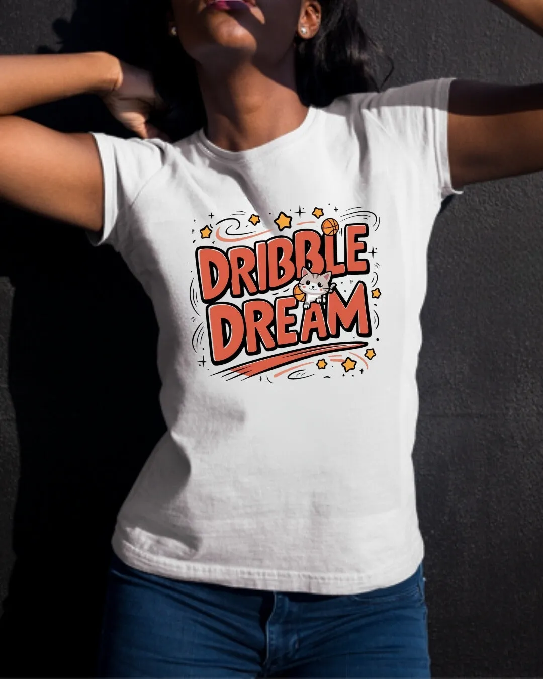 Dribble Dream Cotton Basketball Crew Neck Tee