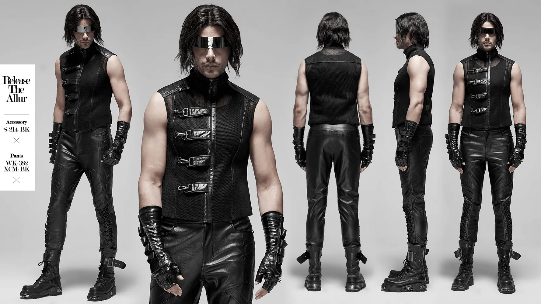 Edgy Mesh Sleeveless Biker Vest with Metal Clasps