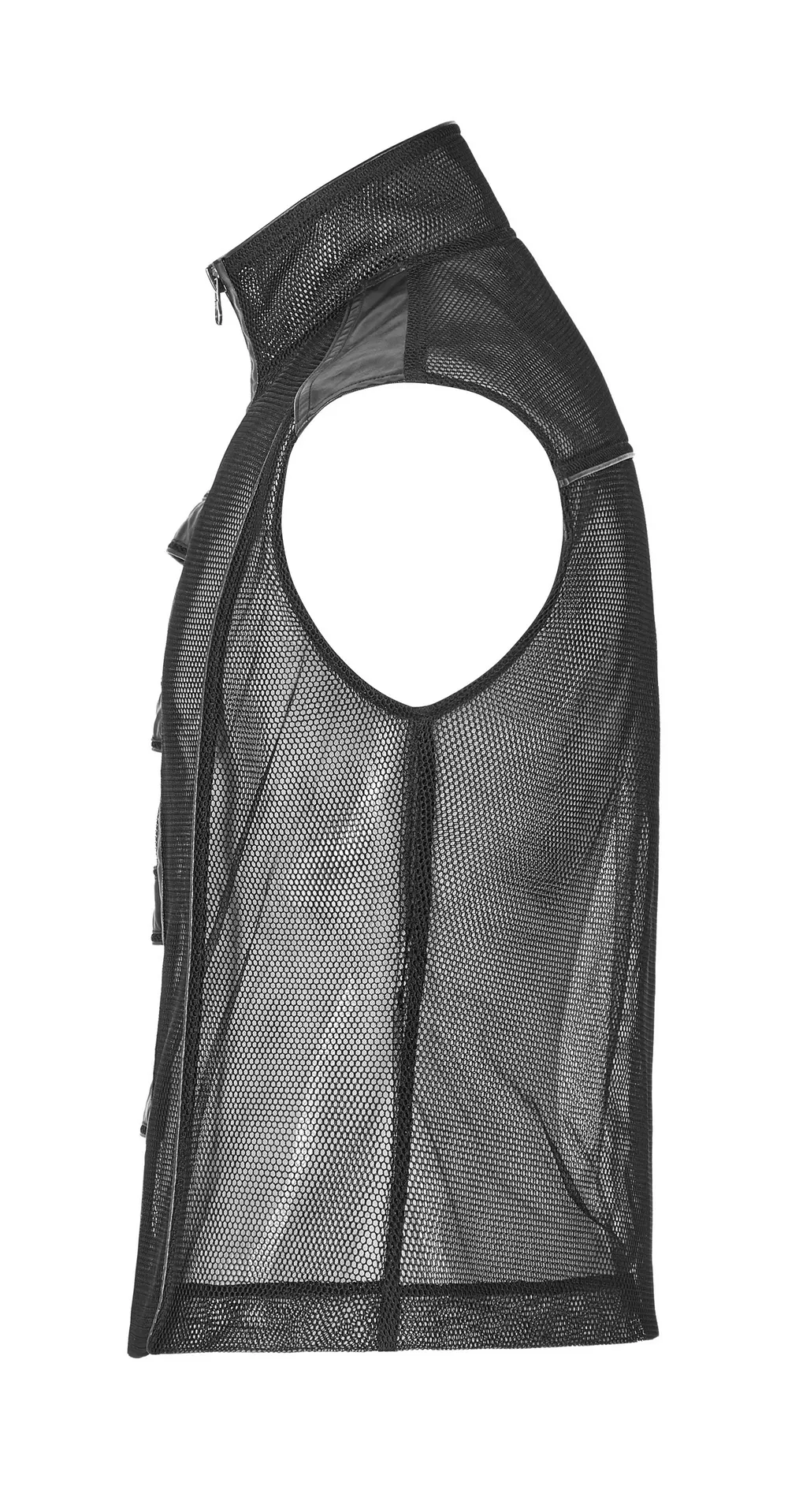 Edgy Mesh Sleeveless Biker Vest with Metal Clasps