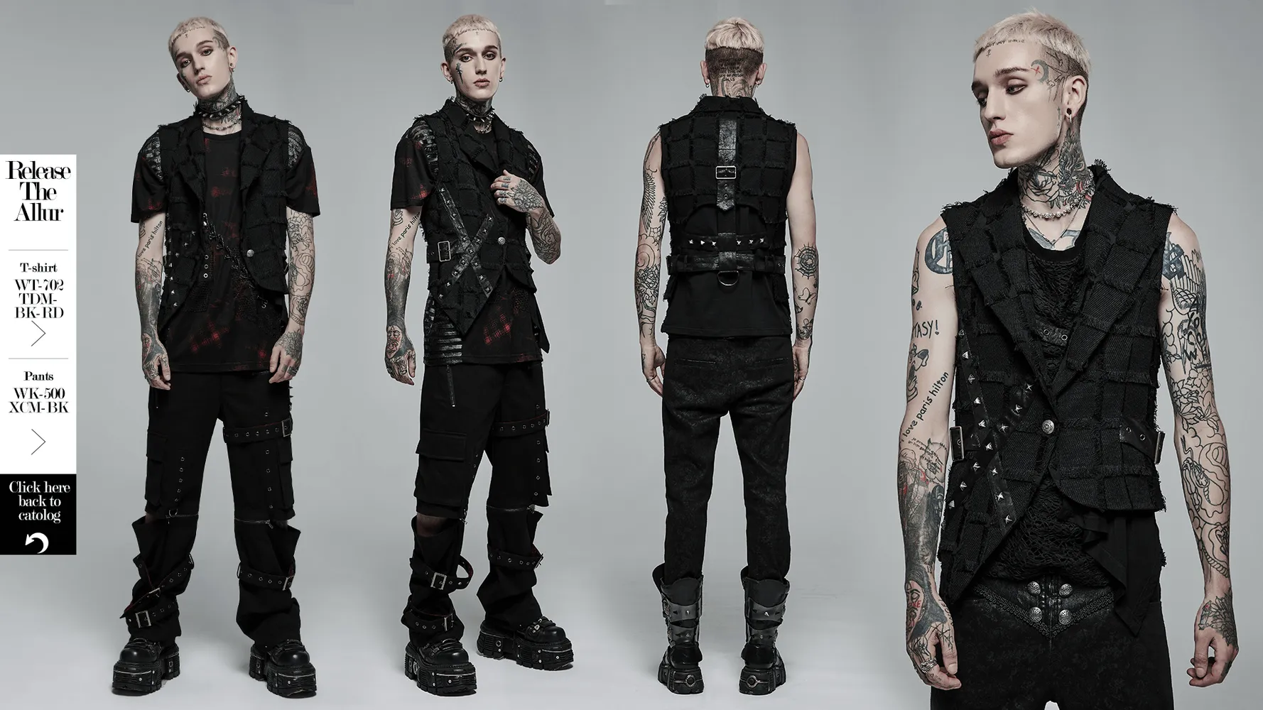 Edgy Punk Wool Vest with Bold Cut-Out Back Detail