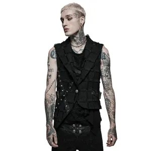 Edgy Punk Wool Vest with Bold Cut-Out Back Detail