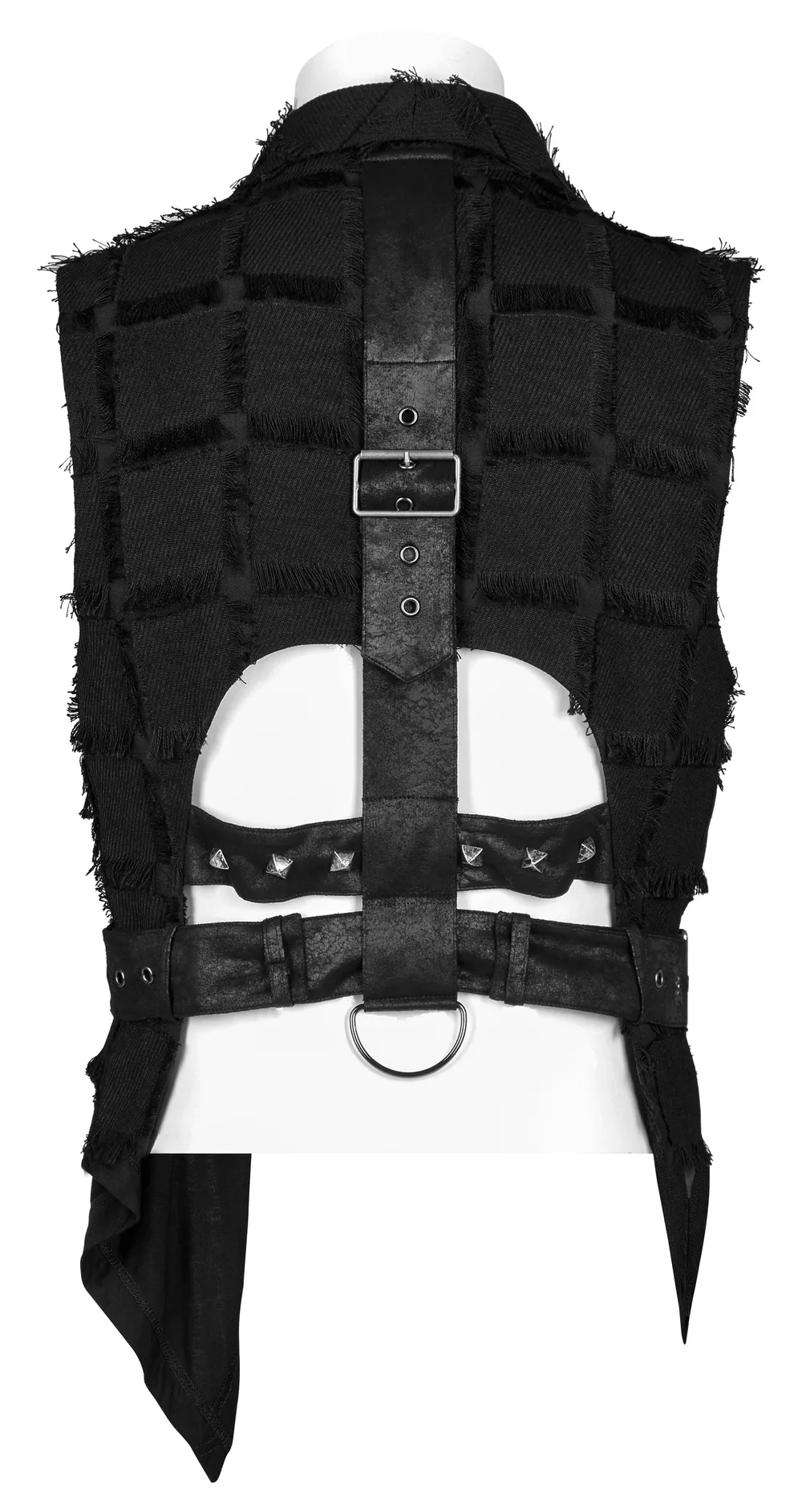Edgy Punk Wool Vest with Bold Cut-Out Back Detail