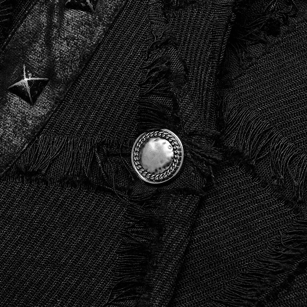 Edgy Punk Wool Vest with Bold Cut-Out Back Detail