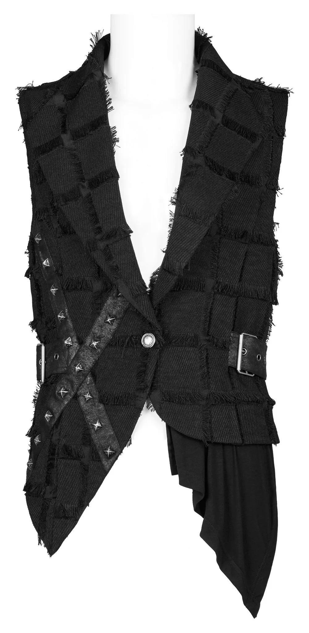 Edgy Punk Wool Vest with Bold Cut-Out Back Detail