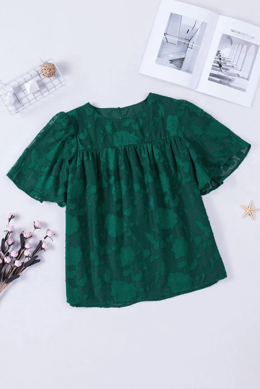 Effortlessly Chic Crew Neck Short Sleeve Blouse