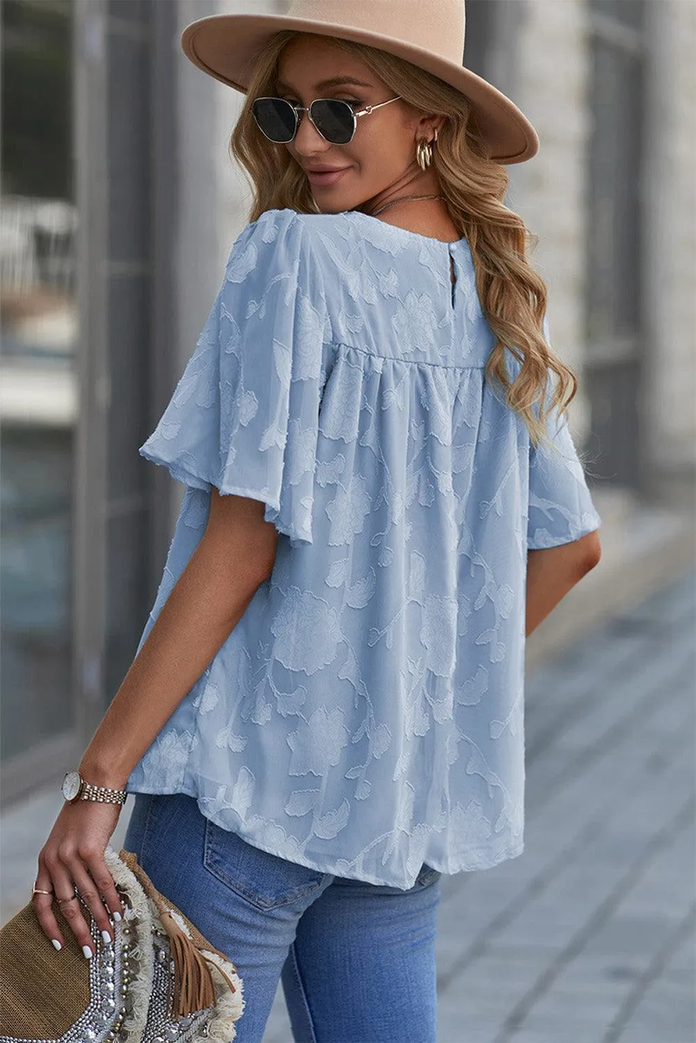 Effortlessly Chic Crew Neck Short Sleeve Blouse