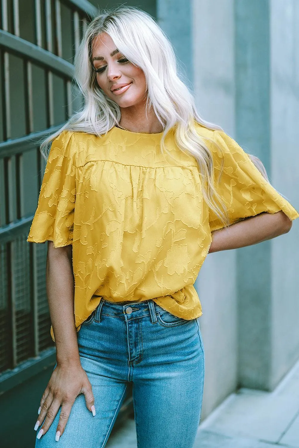 Effortlessly Chic Crew Neck Short Sleeve Blouse
