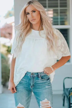 Effortlessly Chic Crew Neck Short Sleeve Blouse