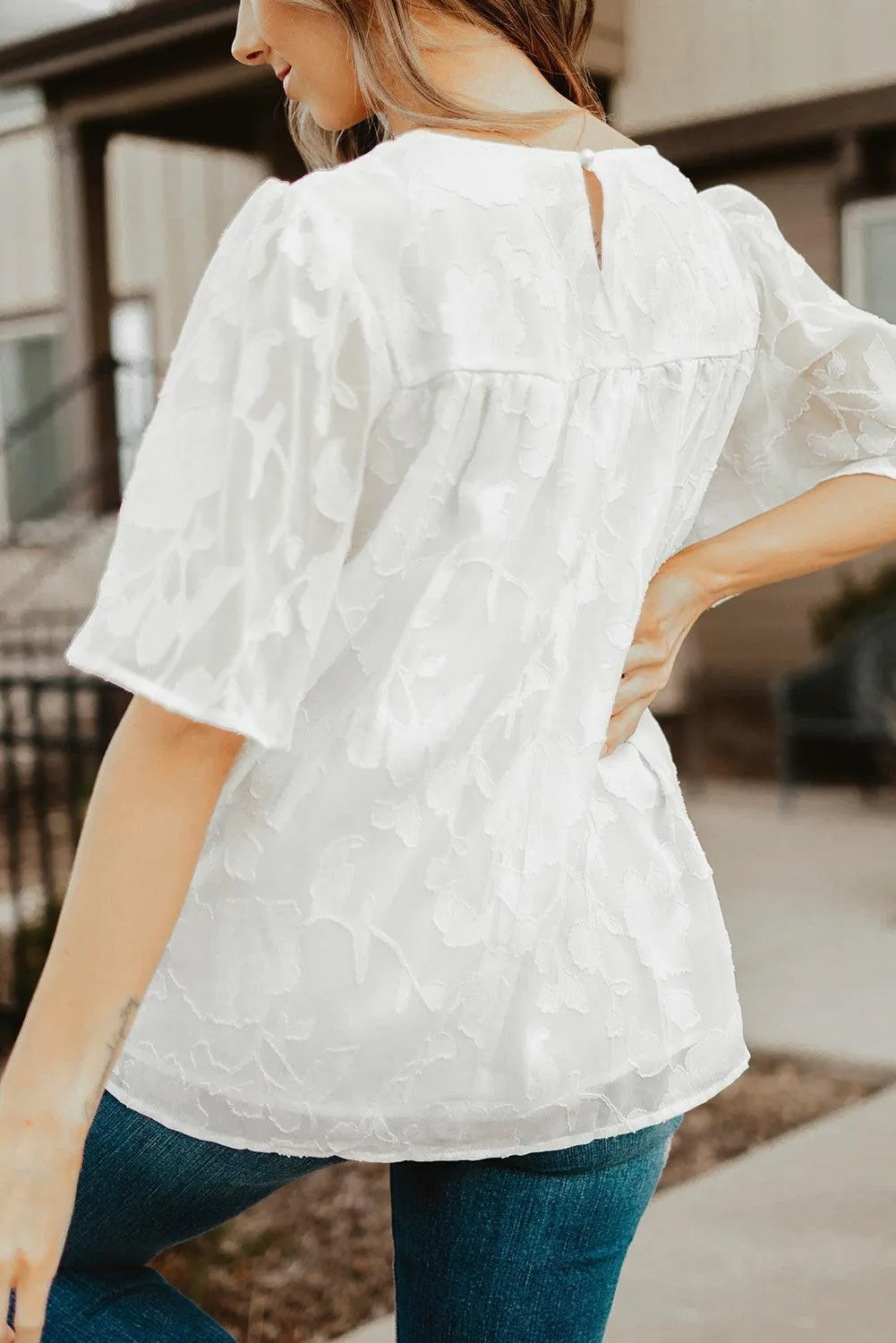 Effortlessly Chic Crew Neck Short Sleeve Blouse