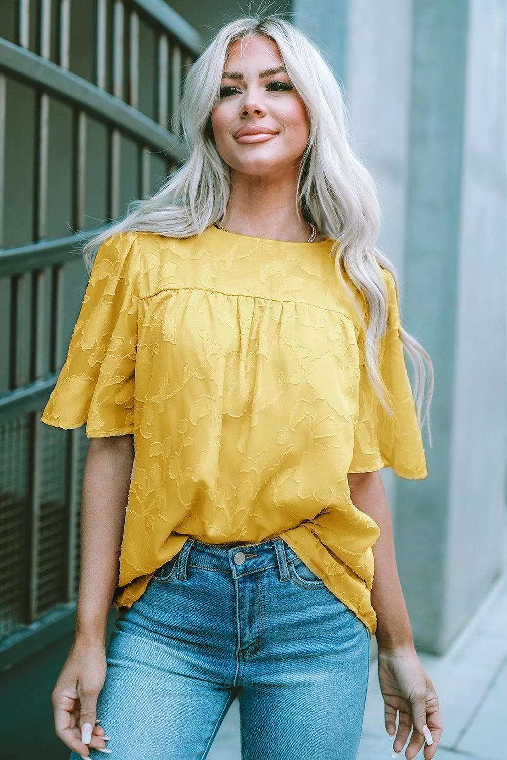 Effortlessly Chic Crew Neck Short Sleeve Blouse