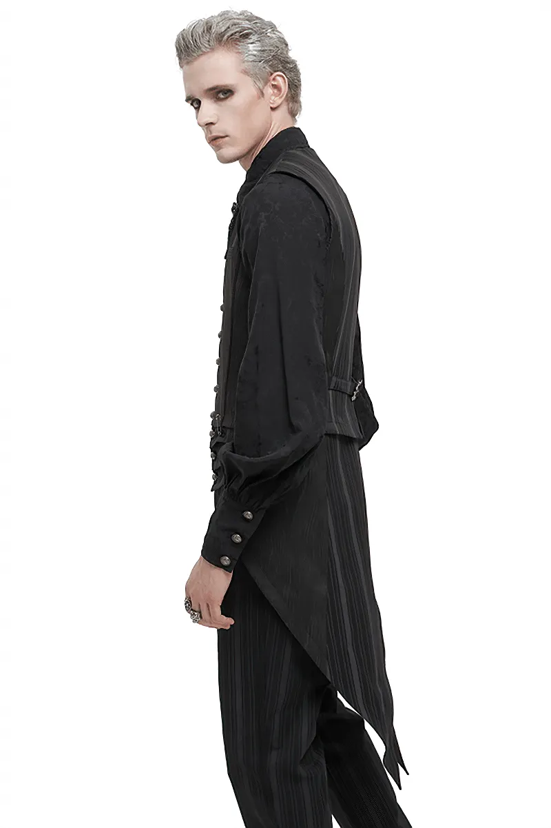 Fashion Stripes Waistcoat with Datachable Swallow Tail / Gothic Black Waistcoat with Patterned Buttons