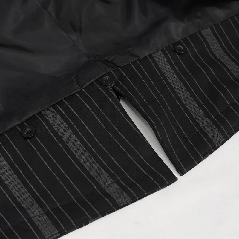 Fashion Stripes Waistcoat with Datachable Swallow Tail / Gothic Black Waistcoat with Patterned Buttons