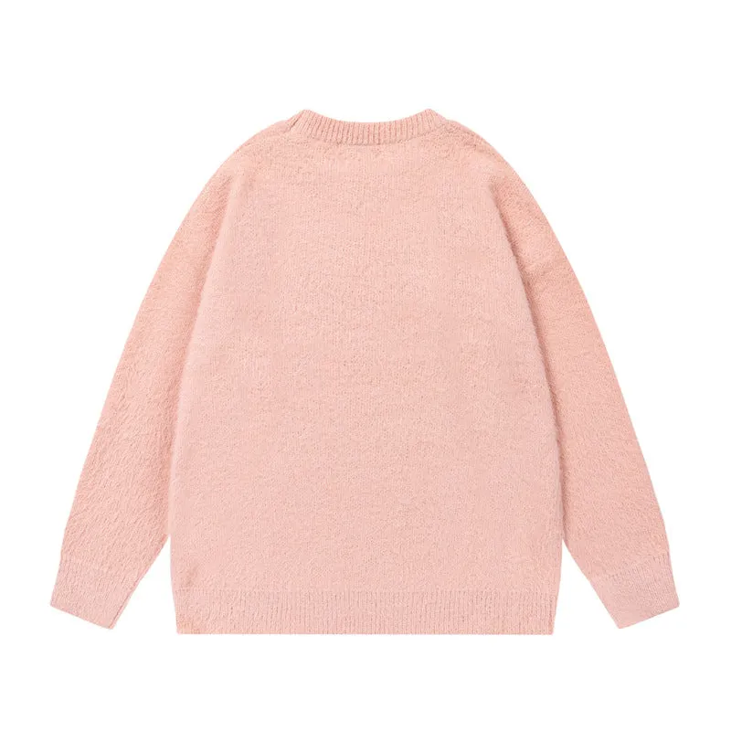 Floral Embroidered Cream Knit Sweater