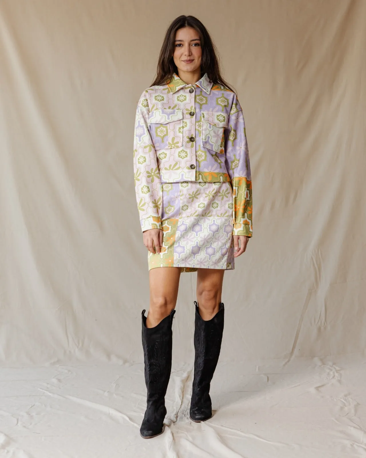 Floral Fiesta Suede Skirt
