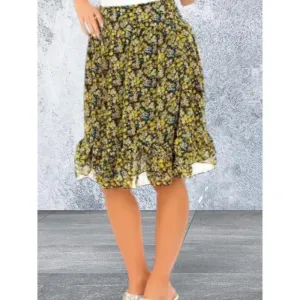 Floral print knee length skirt