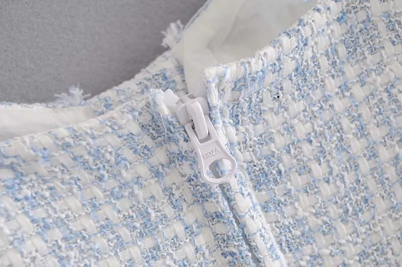 FRAYED TASSEL TWEED CROPPED TOP