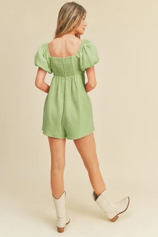 Gauze Puff Slv Romper