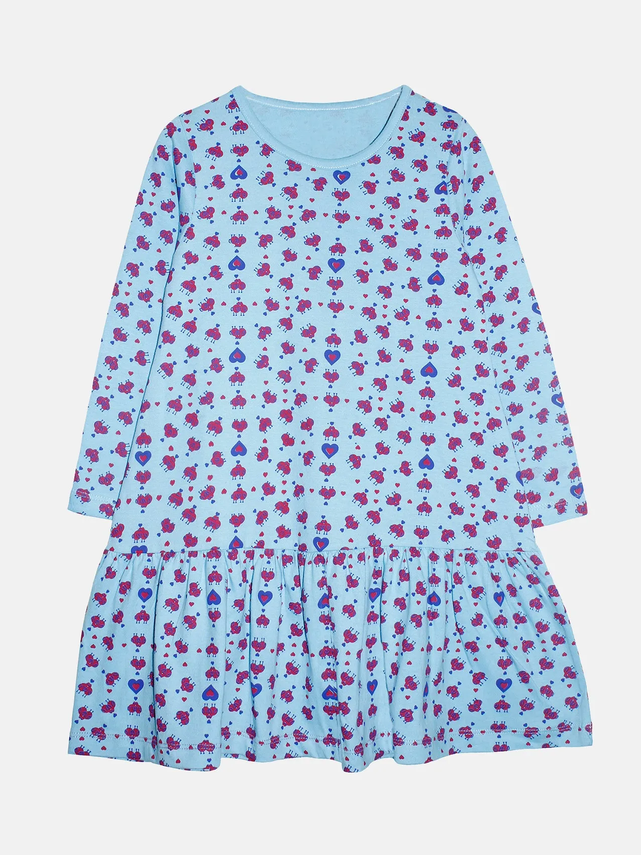 Girls Cotton Jersey Full Sleeves Frill Bottom Layer Dress Pack of 2