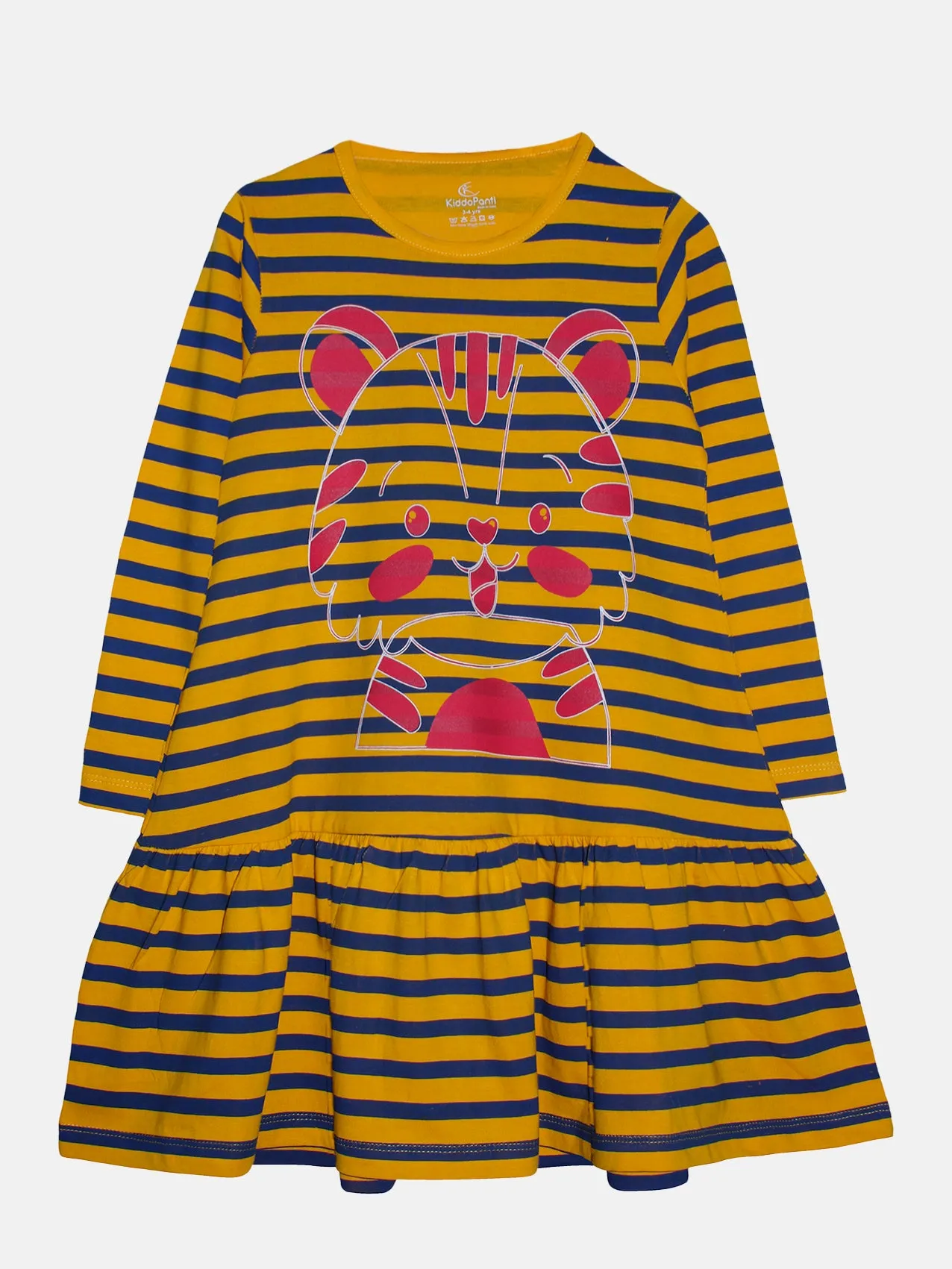 Girls Cotton Jersey Full Sleeves Frill Bottom Layer Dress Pack of 2