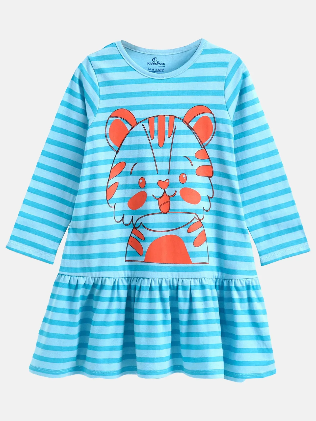 Girls Cotton Jersey Full Sleeves Frill Bottom Layer Dress Pack of 2
