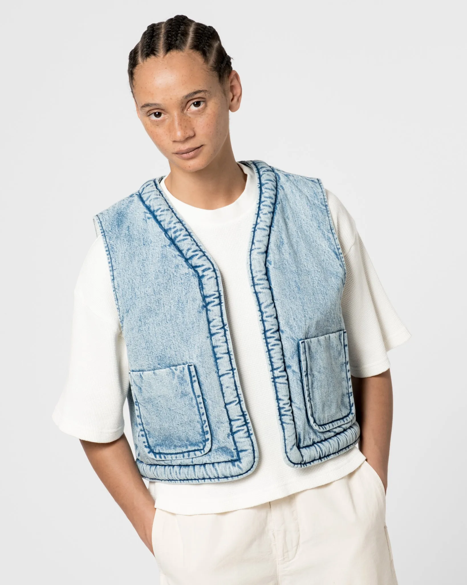 G.o.D Tsuki Vest Salt Lake Denim Blue