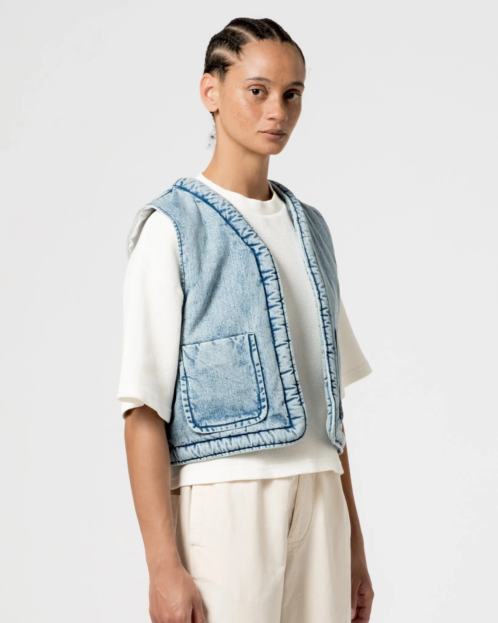 G.o.D Tsuki Vest Salt Lake Denim Blue